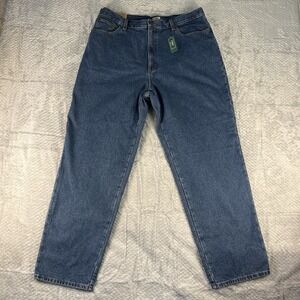 L.L.Bean Flannel Lined Jeans Women 20 MT Relaxed Winter Blue NWT